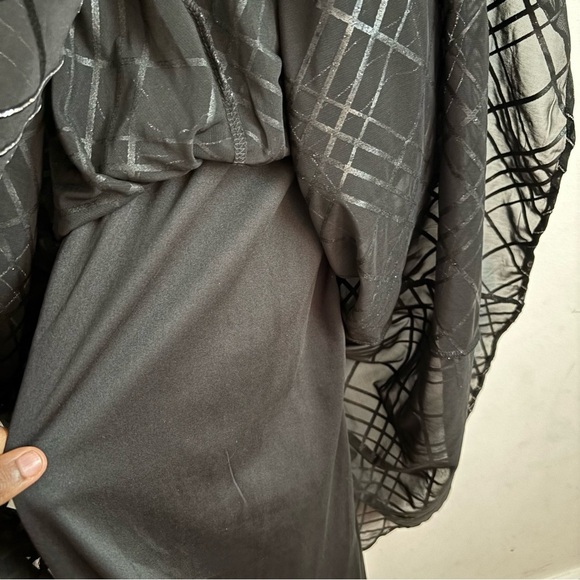 Torrid Dress Black Whimsigoth Fairy Grunge Sz 14 Mesh Plaid Midi Flowy Babydoll - Picture 9 of 10